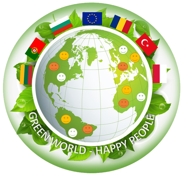 Logótipo do projeto Green World Happy people - Bulgária escola coordenadora