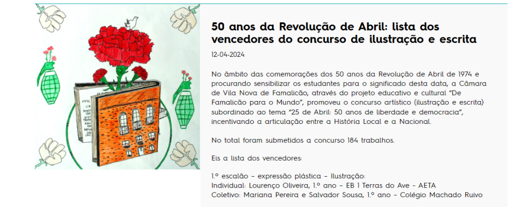 Concurso no âmbito das Comemorações do 50 Aniversário do 25 Abril